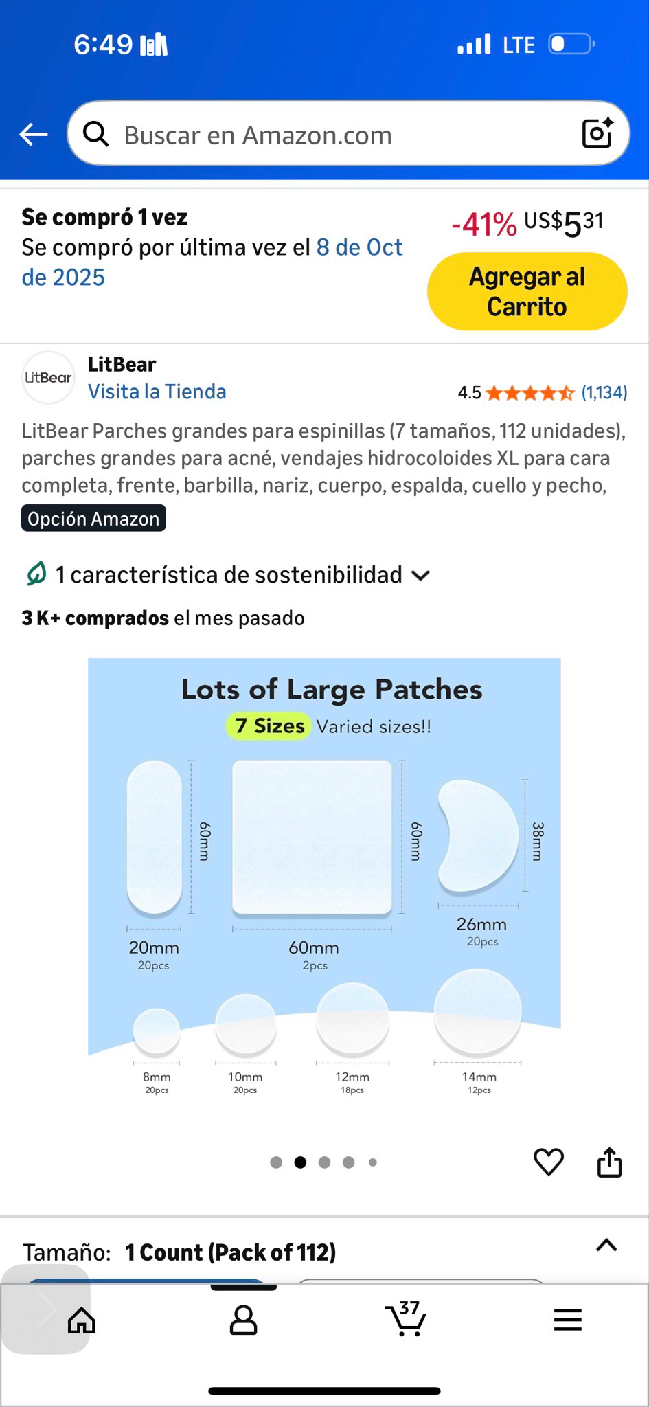 Parches para acne | LeatBear | 112 uni - variado - top