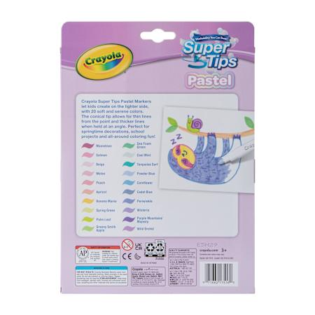Marcadores Lavables | Crayola Super Tips Colores Pastel | 20 Unidades