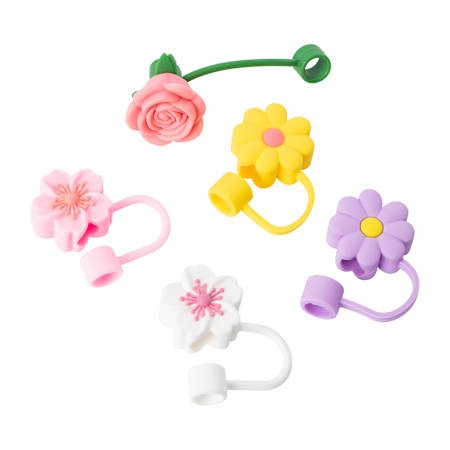 Paquete de 5 Tapones para Pajillas Flores | Straw Toppers