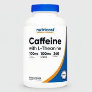 Cafeina con L-Teanina (100 mg c/u) | Nutricost | 240 Capsulas