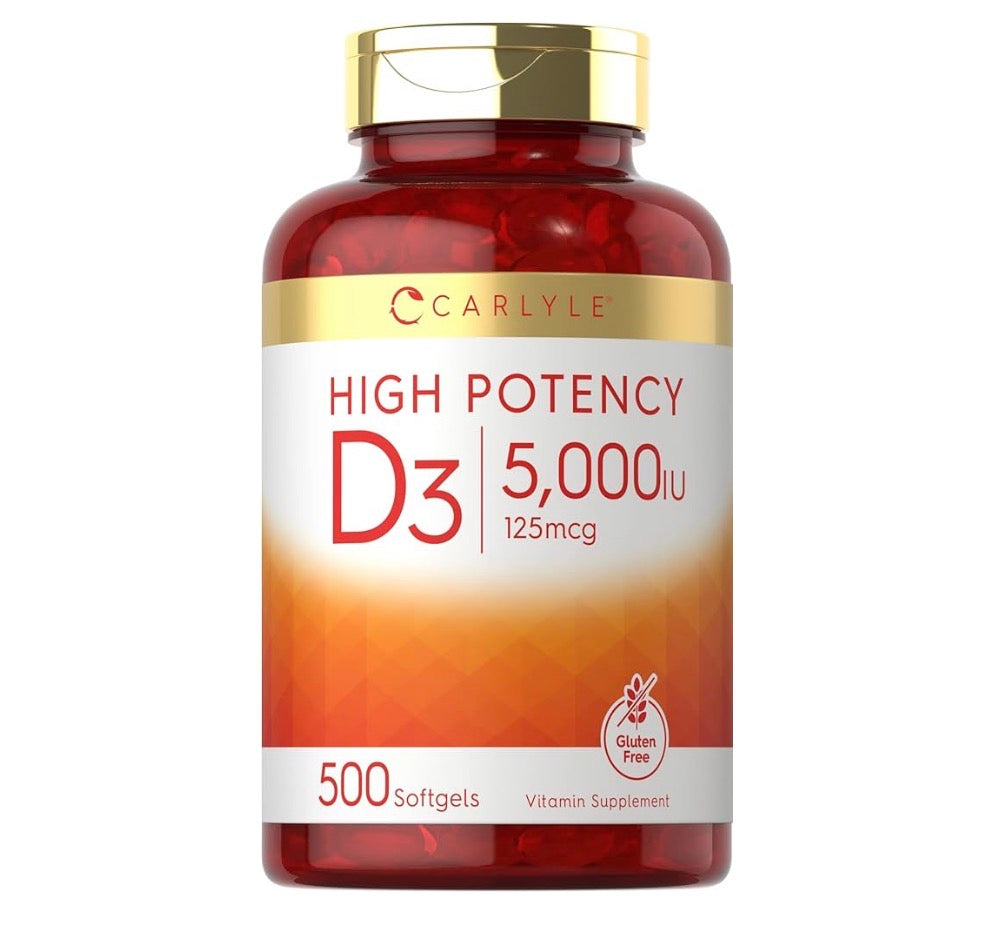 Vitamina D3 5,000 IU (125 mcg) – Carlyle  500 capsulas | Suplemento
