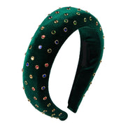 diadema verde para skin care con diamantes de imitacion