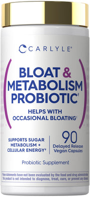Probiótico para hinchazón y metabolismo | 90 cápsulas | Carlyle