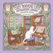Cozy Nouveau Cats Antiquarian Library Coloring Book | Elise Varon