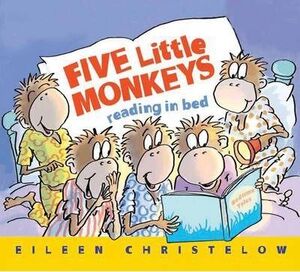 Portada del libro FIVE LITTLE MONKEYS READING IN BED - Compralo en ByAnaCeci.com