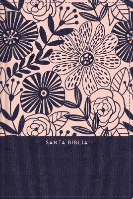 Portada del libro RVR60 SANTA BIBLIA, LETRA GRANDE, TAMAÑO COMPACTO, TAPA DURA/TELA, AZUL FLORAL - Compralo en ByAnaCeci.com