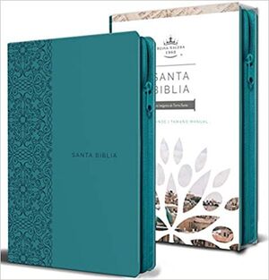 Portada del libro BIBLIA REINA VALERA 1960 LETRA GRANDE. SÍMIL PIEL AGUAMARINA, CREMALLERA, TAMAÑO MANUAL - Compralo en ByAnaCeci.com