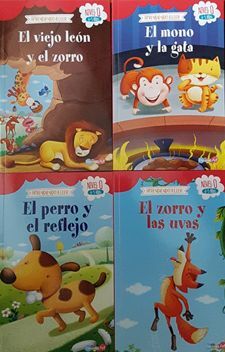 Portada del libro APRENDIENDO A LEER NIVEL 0 ( EL MONO Y LA GATA-EL VIEJO LEON Y EL ZORRO-EL PERRO Y EL REFLEJO-EL ZORRO Y LAS UVAS)BBPEG2029 - Compralo en ByAnaCeci.com