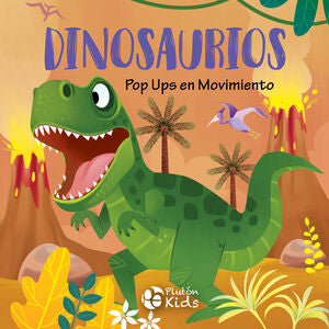 Portada del libro POP UP EN MOVIMIENTO - DINOSAURIOS - Compralo en ByAnaCeci.com