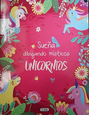 Portada del libro SUEÑA DIBUJANDO MISTICOS UNICORNIOS  ROJO - Compralo en ByAnaCeci.com
