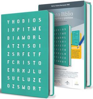 Portada del libro BIBLIA RVR 1960 PARA REGALOS Y PREMIOS, AGUAMARINA CON SOPA DE LETRAS - Compralo en ByAnaCeci.com