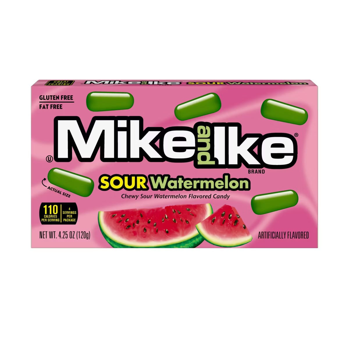 Mike and Ike | Dulces masticables ácidos sabor sandía | 4.25 oz