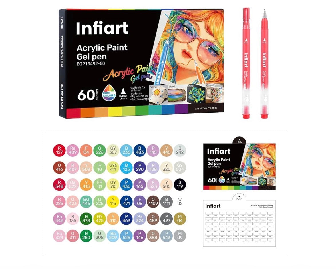 Bolígrafos de gel acrílicos | Infiart | 60u | marcadores