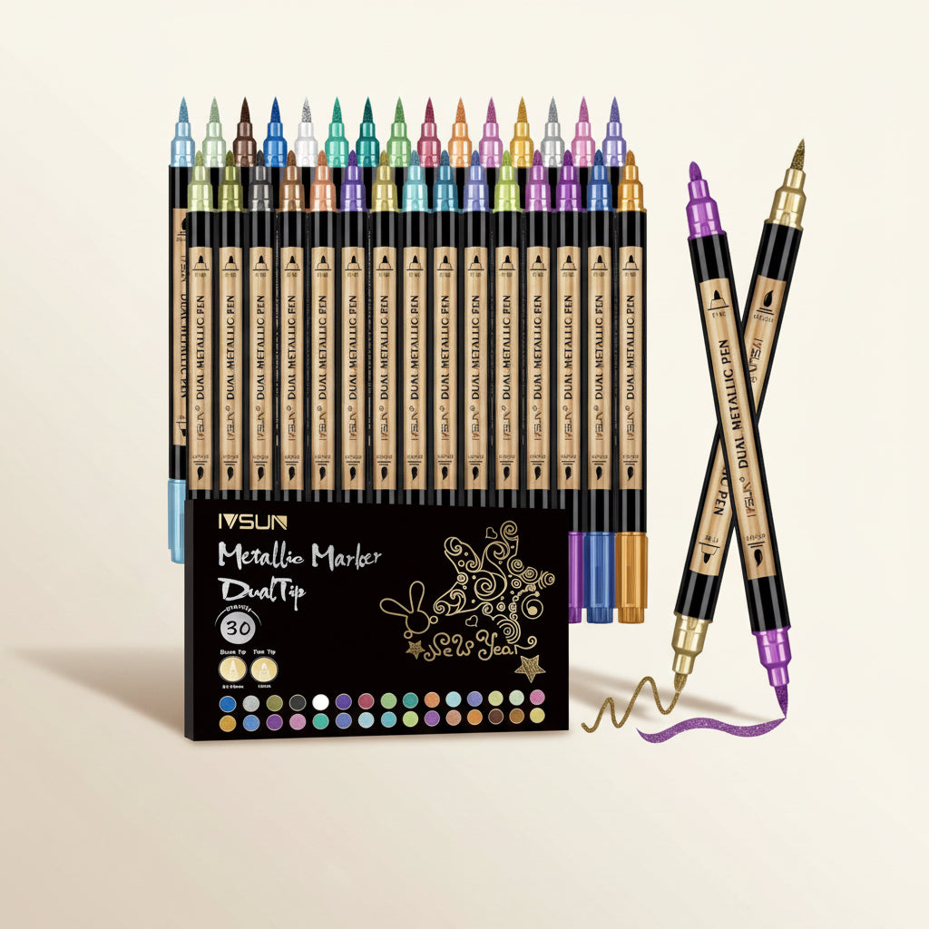 Set de Marcadores Metálicos Doble Punta | 30 colores