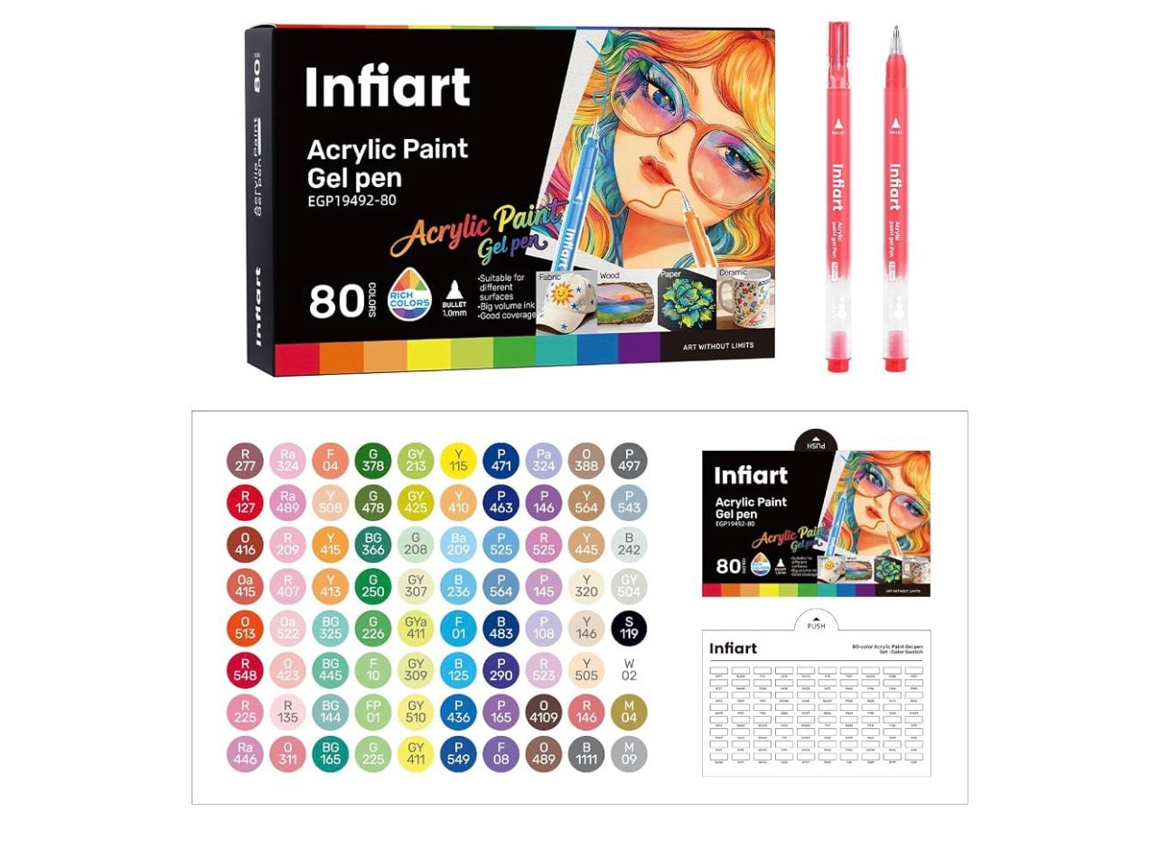 Bolígrafos de gel acrílicos | Infiart | 80u | marcadores