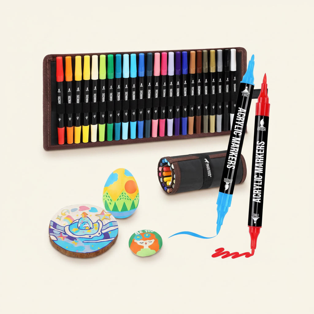 Set de 24 colores | Marcadores Acrilicos doble punta