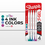 Paquete de 4 bolígrafos Sharpie S-Gel de 0,7 mm con colores de tinta vivos variados