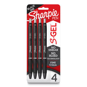 Bolígrafos de gel Sharpie S-Gel, paquete de 4, punta fina color negro retráctiles