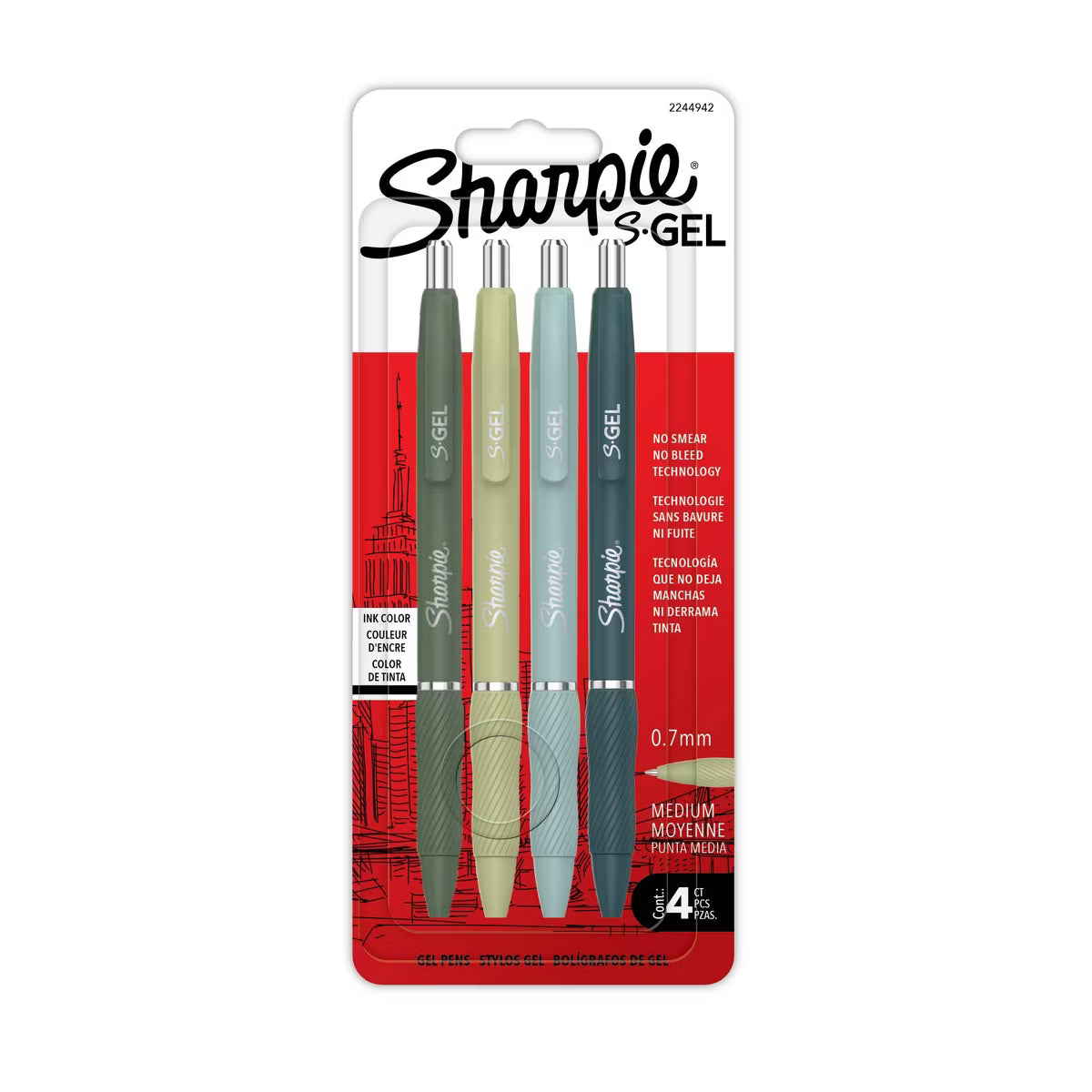 Lapiceros verdes de tinta tipo gel color negro | 0.7 mm  |Sharpie