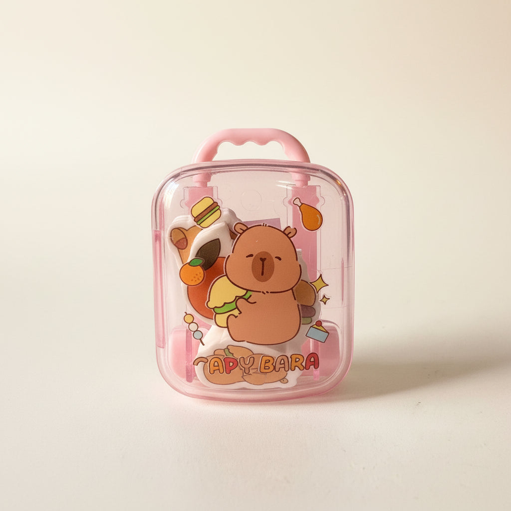 Set de Borradores en estuche tipo mochila | Capibara
