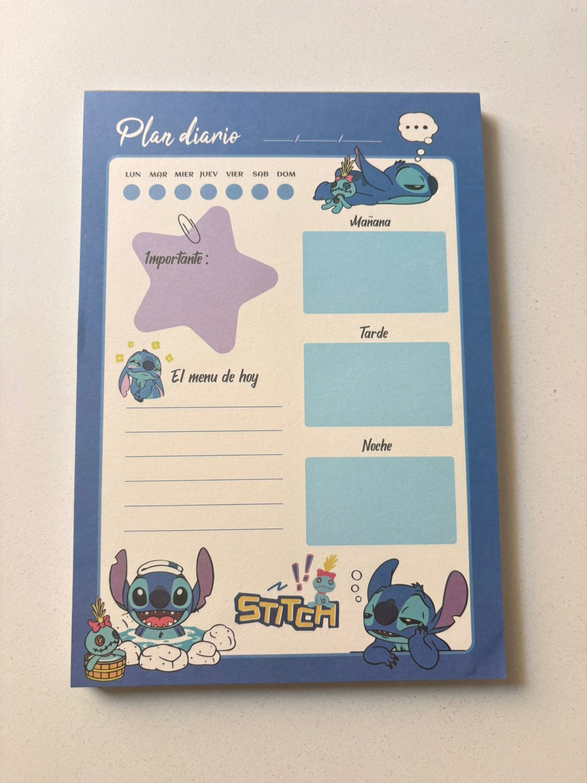 Libreta Planner Stitch  | Azul Claro Oscur