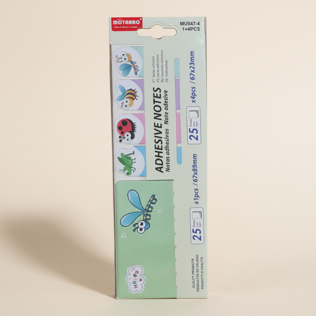 Notas Adhesivas Diseño Insectos 25 Hojas 67×89 mm | Motarro