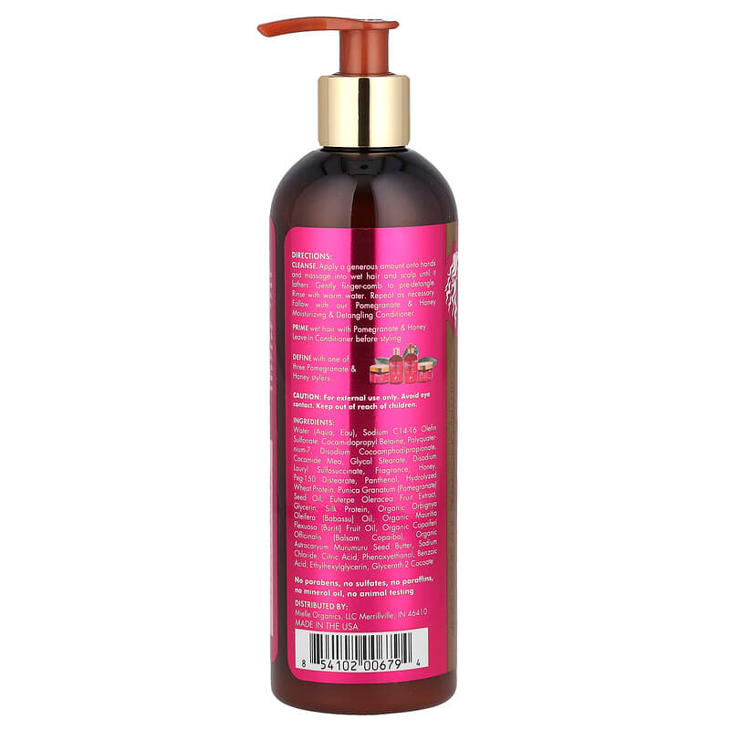 Shampoo Hidratante y Desenredante Granada y Miel 12 oz | Mielle