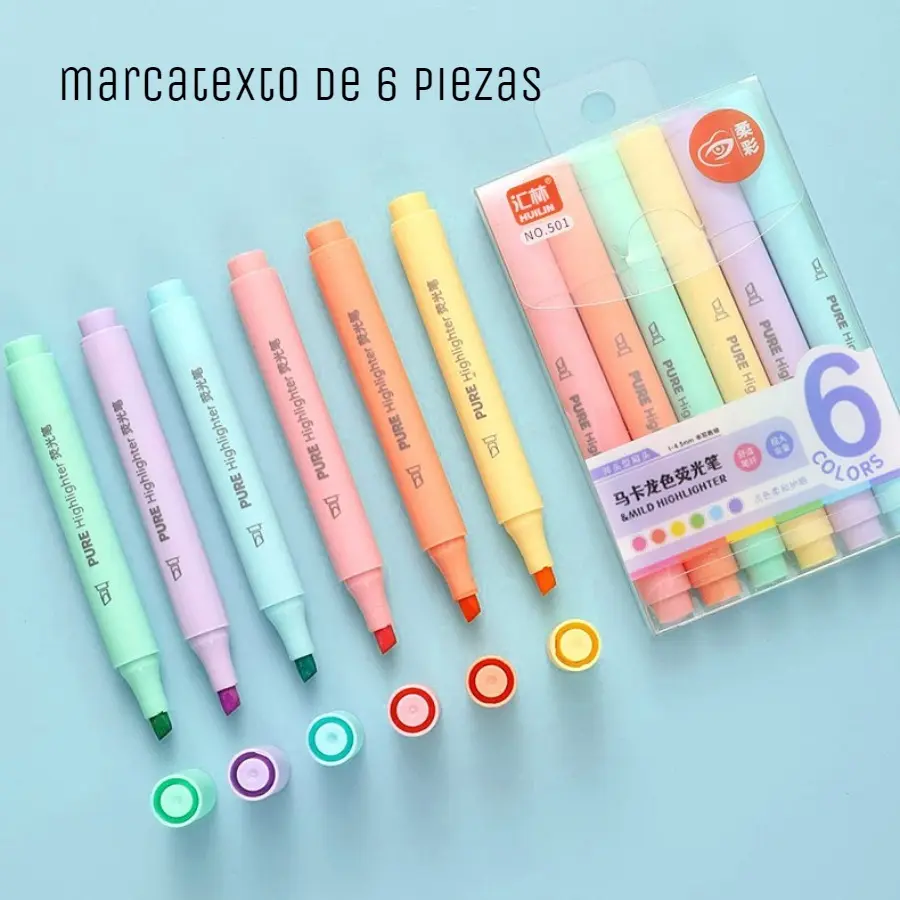 Set de Resaltadores Pastel 6 Colores | Huilin