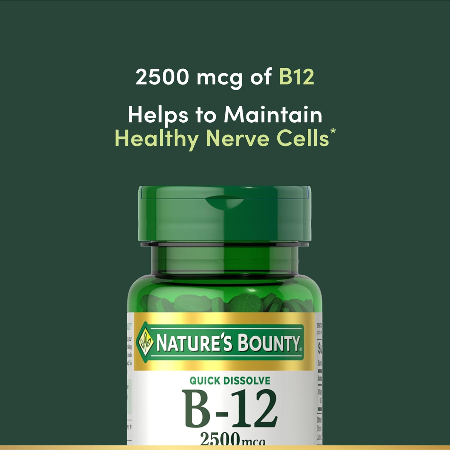 Suplemento Vitamina B12 2500 mcg 75 Tabletas De Disolución Rápida | Nature's Bounty