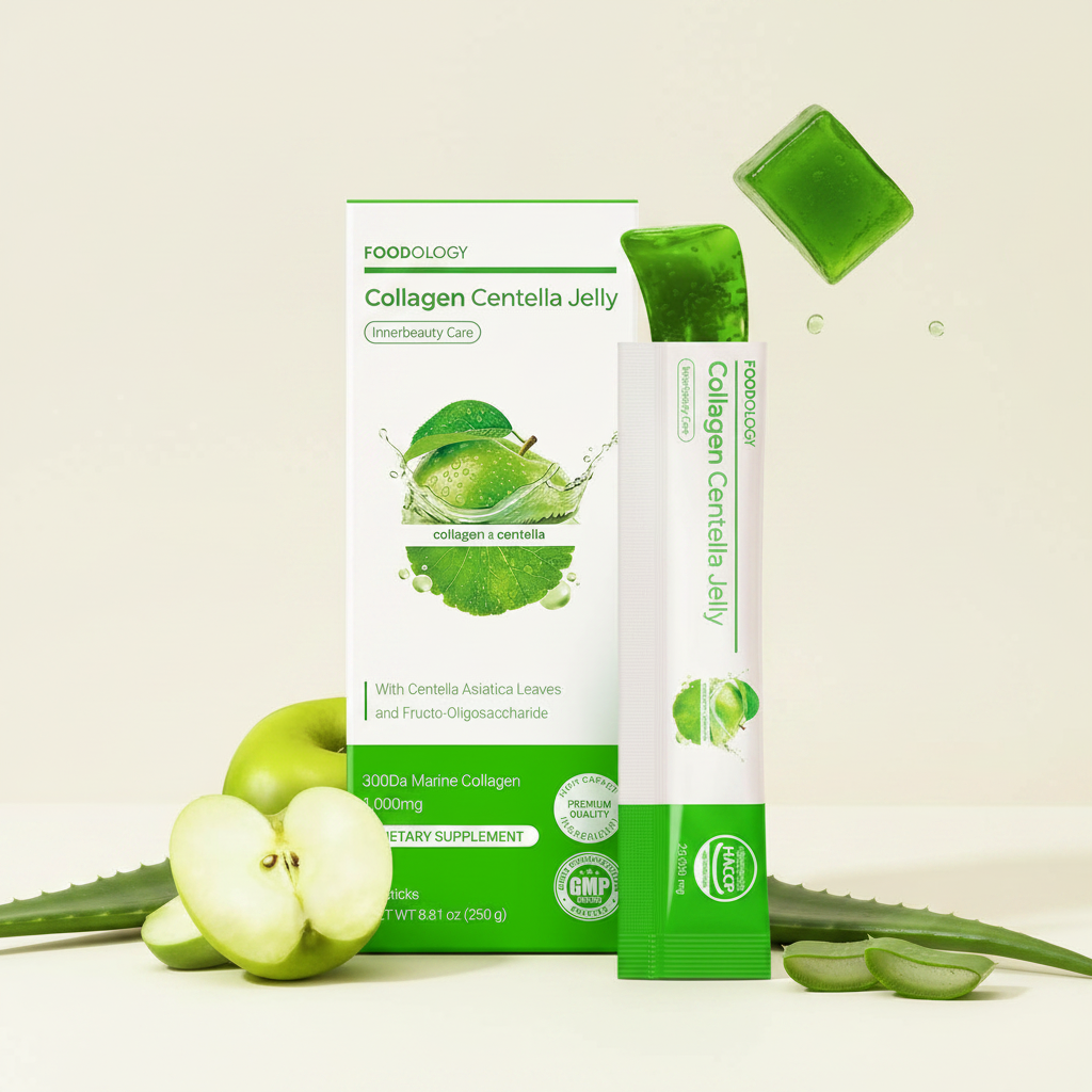 Gelatina - suplemento - Jelly de ColAgeno para Piel, Cabello y Uñas  | Foodology | Sabor Manzana Verde