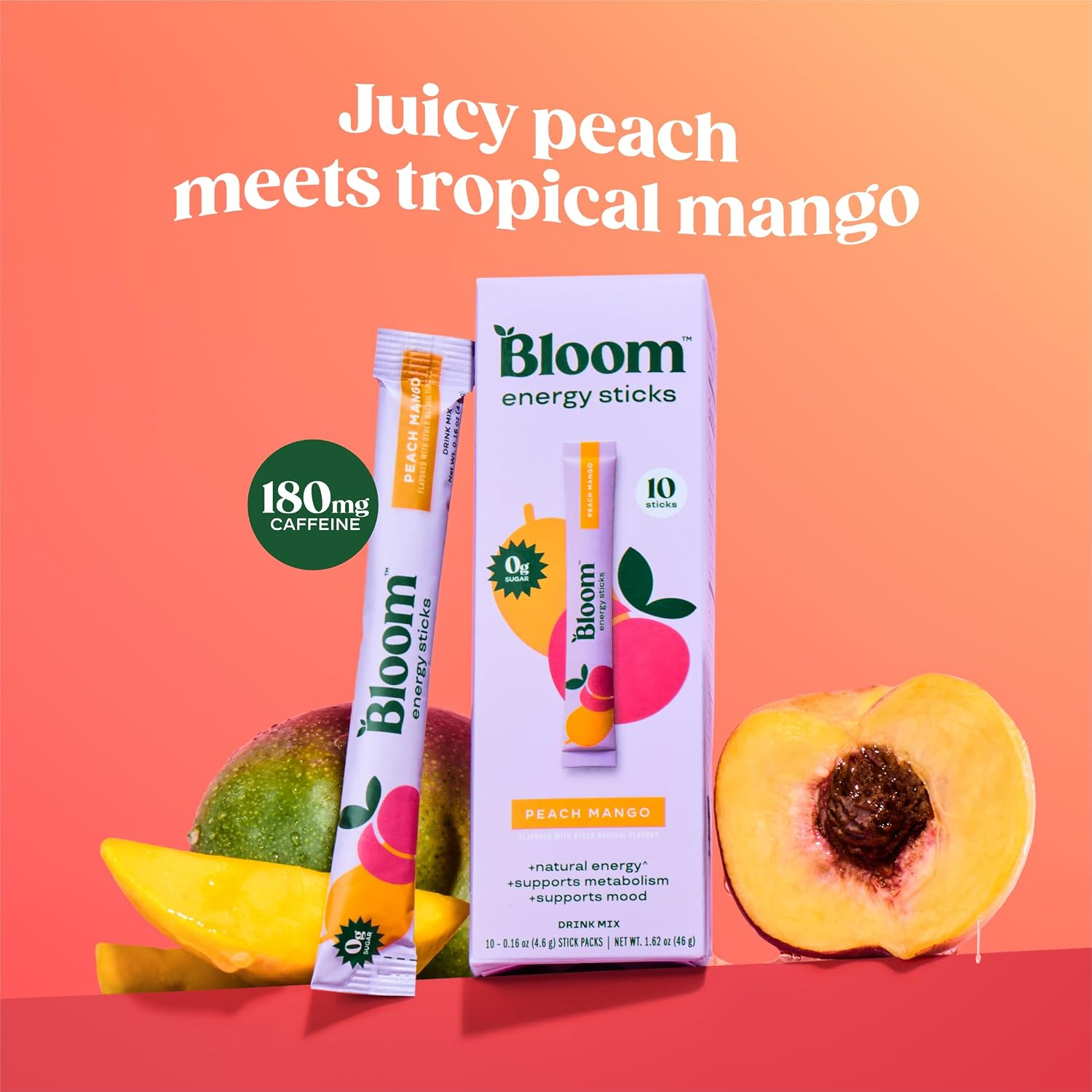 Suplemento energetico en polvo | Sabor Durazno y Mango | Bloom | 10u
