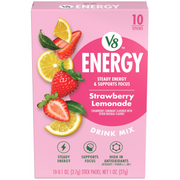 Bebida Energética en Polvo Sabor Limonada con Fresa 10 Sobres | V8 Energy