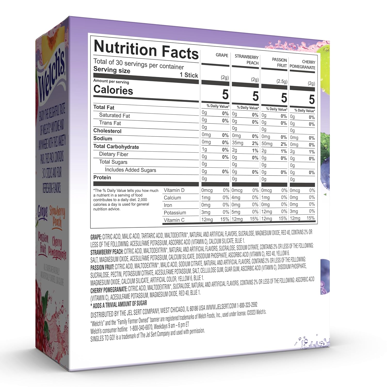 Mezcla Para Bebida En Polvo Variedad De Sabores 30 Sobres | Welch's