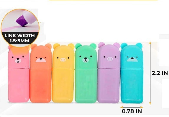 Set de Resaltadores Animales -  Macaron 6 Piezas | Bestdi